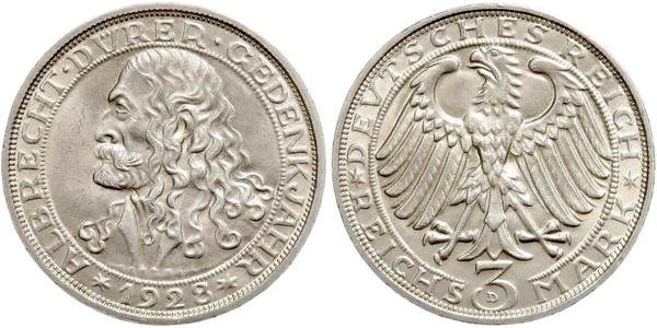 3 Mark Weimar Republic (1918-1933) Silver 