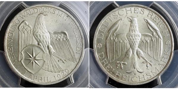 3 Mark Weimar Republic (1918-1933) Silver 