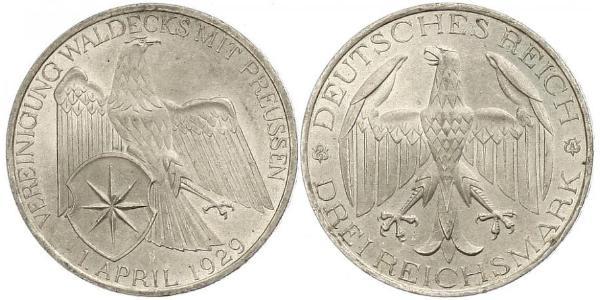 3 Mark Weimar Republic (1918-1933) Silver 