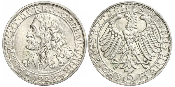 3 Mark Weimar Republic (1918-1933) Silver 