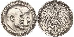 3 Марка Королевство Вюртемберг (1806-1918) Серебро Wilhelm II, German Emperor (1859-1941)