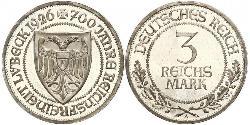 3 Mark Free City of Lübeck 銀 