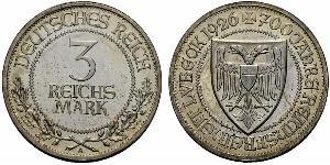 3 Mark Free City of Lübeck 銀 