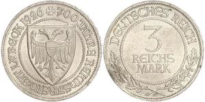 3 Mark Free City of Lübeck 銀 