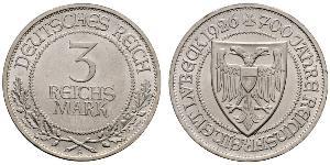 3 Mark Free City of Lübeck 銀 