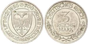 3 Mark Free City of Lübeck 銀 