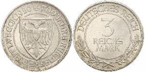 3 Mark Free City of Lübeck 銀 