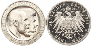 3 Mark Kingdom of Württemberg (1806-1918) 銀 威廉二世 (德国)