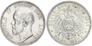 3 Mark 利珀親王國 (1123 - 1918) 銀 Leopold IV, Prince of Lippe