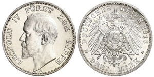 3 Mark 利珀親王國 (1123 - 1918) 銀 Leopold IV, Prince of Lippe