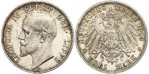 3 Mark 利珀親王國 (1123 - 1918) 銀 Leopold IV, Prince of Lippe