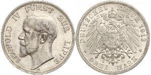 3 Mark 利珀親王國 (1123 - 1918) 銀 Leopold IV, Prince of Lippe