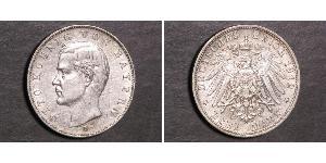 3 Mark 巴伐利亞王國 (1806 - 1918) 銀 奥托 (巴伐利亚国王)