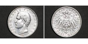 3 Mark 巴伐利亞王國 (1806 - 1918) 銀 奥托 (巴伐利亚国王)