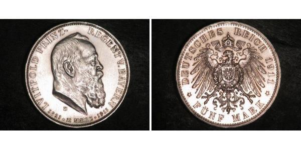 3 Mark 巴伐利亞王國 (1806 - 1918) 銀 奥托 (巴伐利亚国王)