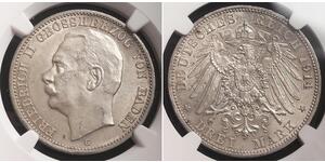 3 Mark 巴登大公國 (1806 - 1918) 銀 弗里德里希二世 (巴登)