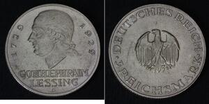 3 Mark 德意志帝國 (1871 - 1918) 銀 戈特霍尔德·埃夫莱姆·莱辛