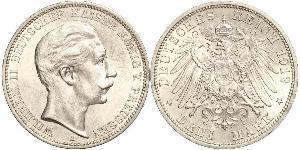 3 Mark 普魯士王國 (1701 - 1918) 銀 威廉二世 (德国)