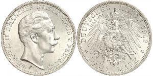 3 Mark 普魯士王國 (1701 - 1918) 銀 威廉二世 (德国)