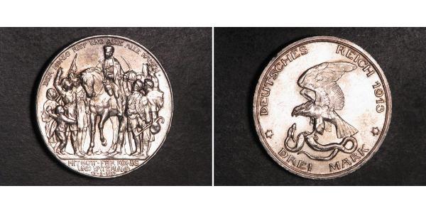 3 Mark 普魯士王國 (1701 - 1918) 銀 