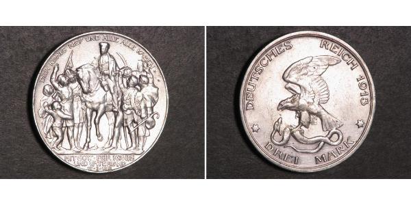 3 Mark 普魯士王國 (1701 - 1918) 銀 