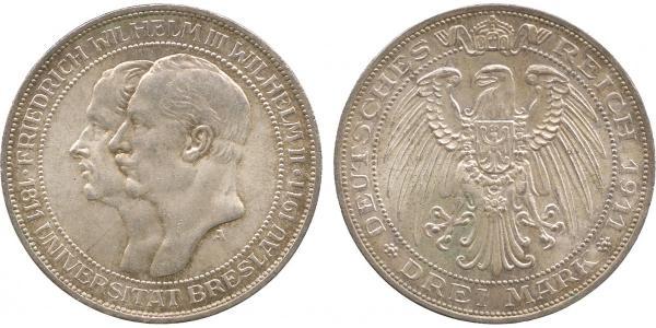 3 Mark 普魯士王國 (1701 - 1918) 銀 腓特烈·威廉三世 (1770 -1840)