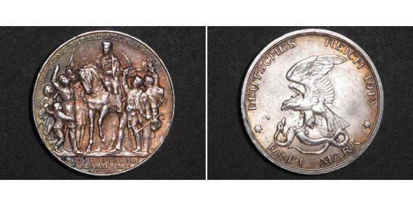 3 Mark 普魯士王國 (1701 - 1918) 銀 