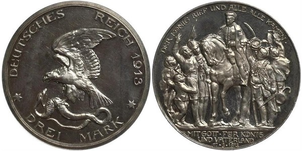 3 Mark 普魯士王國 (1701 - 1918) 銀 