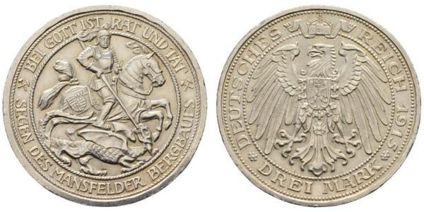 3 Mark 普魯士王國 (1701 - 1918) 銀 威廉二世 (德国)