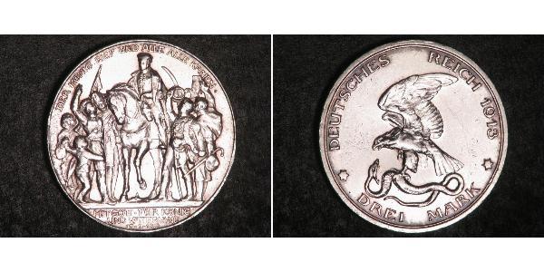 3 Mark 普魯士王國 (1701 - 1918) 銀 