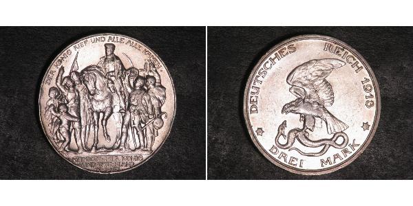 3 Mark 普魯士王國 (1701 - 1918) 銀 