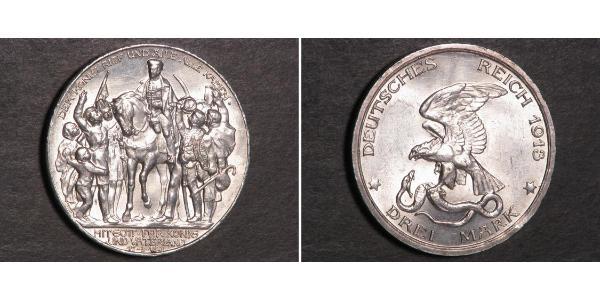3 Mark 普魯士王國 (1701 - 1918) 銀 