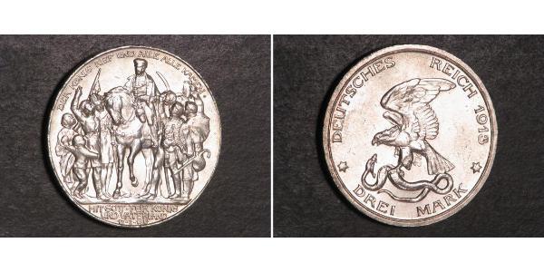 3 Mark 普魯士王國 (1701 - 1918) 銀 