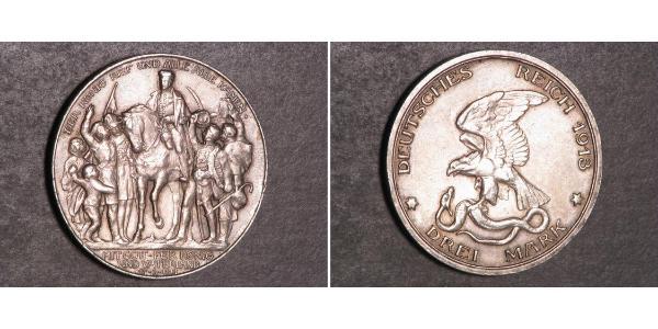 3 Mark 普魯士王國 (1701 - 1918) 銀 