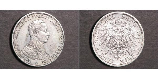 3 Mark 普魯士王國 (1701 - 1918) 銀 威廉二世 (德国)