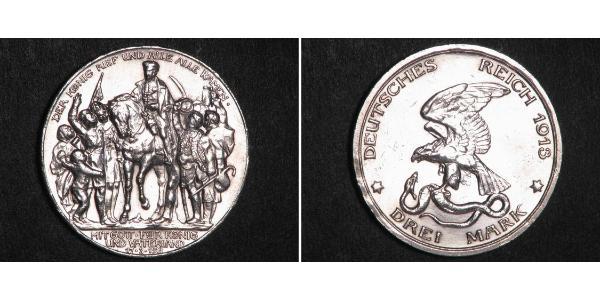 3 Mark 普魯士王國 (1701 - 1918) 銀 