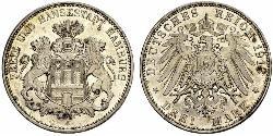 3 Mark 汉堡 / 联邦州 (德国) 銀 