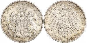 3 Mark 汉堡 / 联邦州 (德国) 銀 