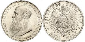 3 Mark 萨克森-迈宁根 (1680 - 1918) 銀 Georg II, Duke of Saxe-Meiningen