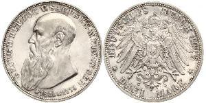 3 Mark 萨克森-迈宁根 (1680 - 1918) 銀 Georg II, Duke of Saxe-Meiningen