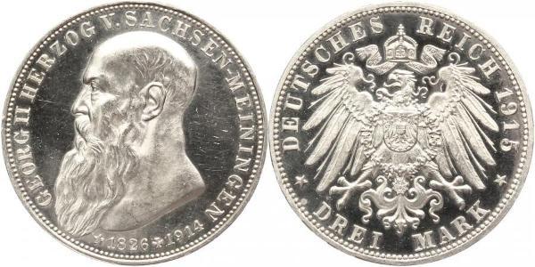 3 Mark 萨克森-迈宁根 (1680 - 1918) 銀 Georg II, Duke of Saxe-Meiningen
