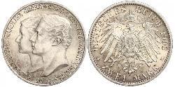 3 Mark 萨克森-魏玛-艾森纳赫 (1809 - 1918) 銀 威廉·恩斯特 (萨克森-魏玛-艾森纳赫)