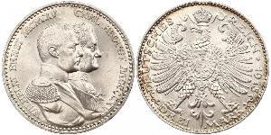 3 Mark 萨克森-魏玛-艾森纳赫 (1809 - 1918) 銀 威廉·恩斯特 (萨克森-魏玛-艾森纳赫)