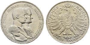 3 Mark 萨克森-魏玛-艾森纳赫 (1809 - 1918) 銀 威廉·恩斯特 (萨克森-魏玛-艾森纳赫)