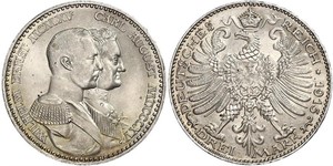 3 Mark 萨克森-魏玛-艾森纳赫 (1809 - 1918) 銀 威廉·恩斯特 (萨克森-魏玛-艾森纳赫)