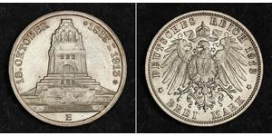 3 Mark 萨克森王国 (1806 - 1918) 銀 