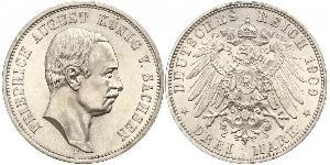 3 Mark 萨克森王国 (1806 - 1918) 銀 弗里德里希·奥古斯特三世 (萨克森国王)