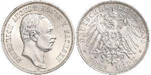 3 Mark 萨克森王国 (1806 - 1918) 銀 弗里德里希·奥古斯特三世 (萨克森国王)