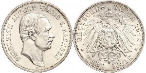 3 Mark 萨克森王国 (1806 - 1918) 銀 弗里德里希·奥古斯特三世 (萨克森国王)