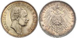 3 Mark 萨克森王国 (1806 - 1918) 銀 弗里德里希·奥古斯特三世 (萨克森国王)